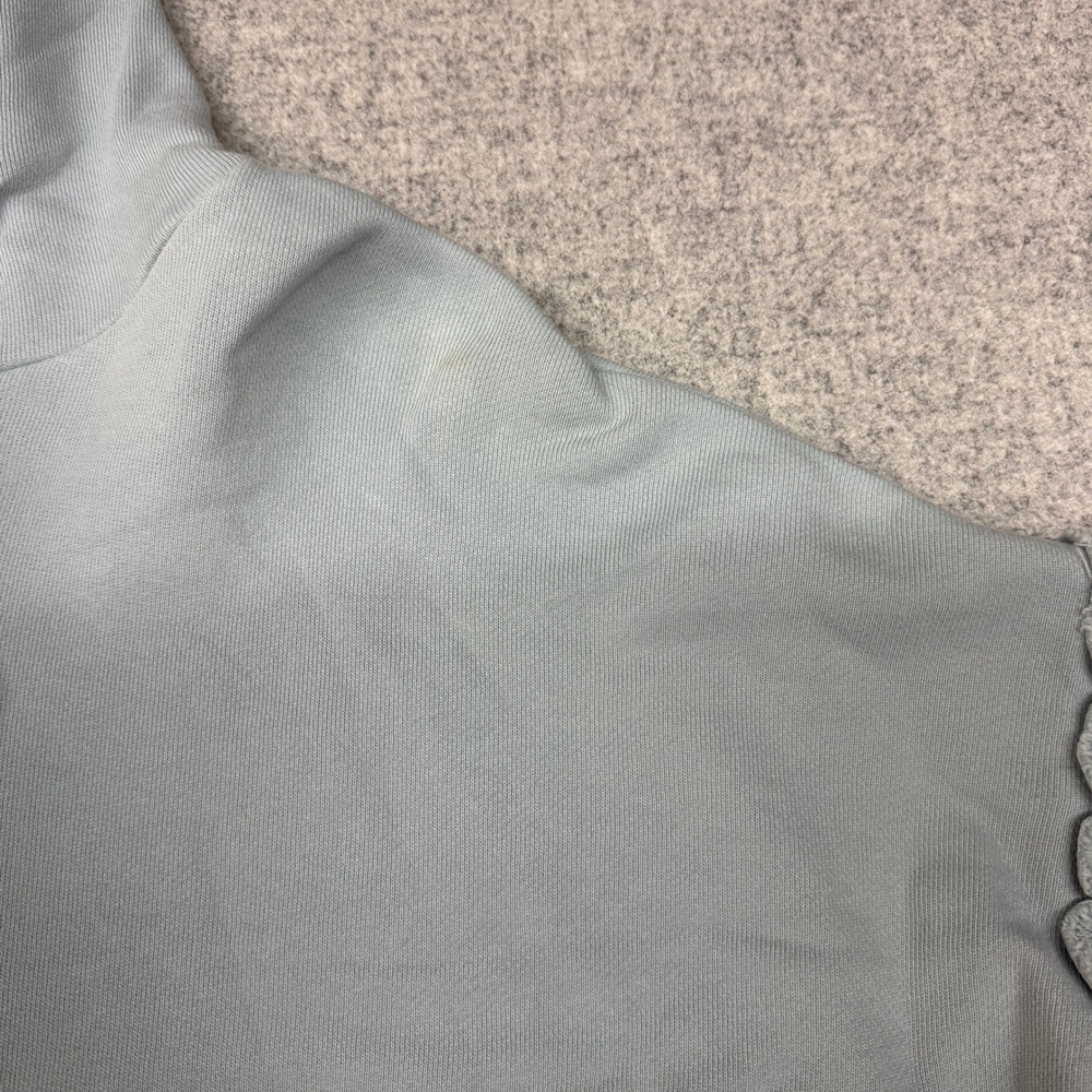 Eileen Fisher Hoodie Sweatshirt Size Medium Blue Boxy Raw Hem French Terry Pullo - Picture 6 of 9